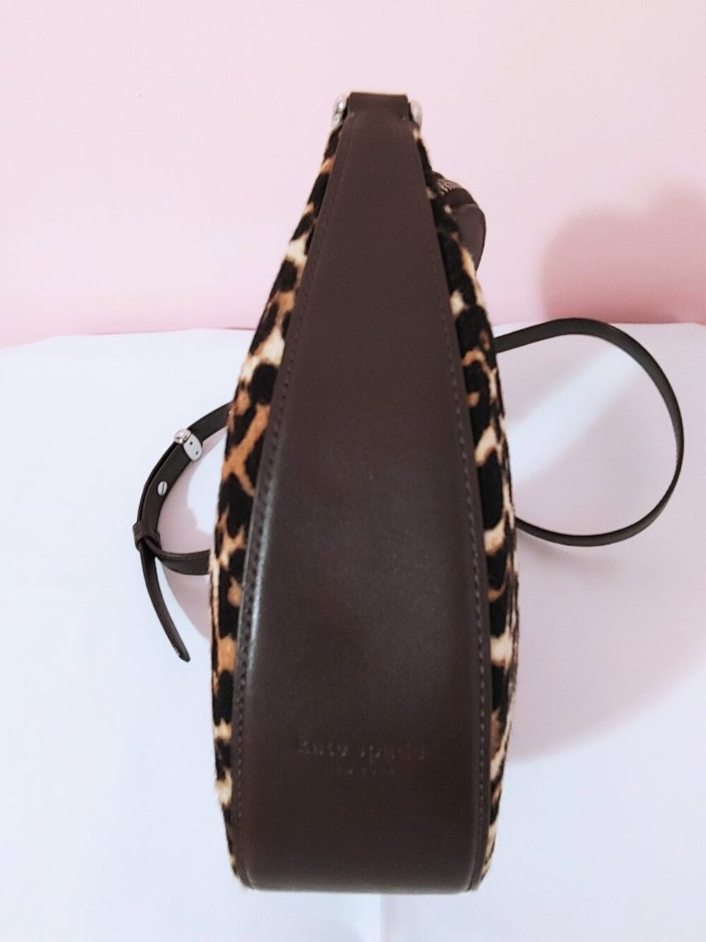 NEW Kate Spade Duo Bag in Leopard Haircalf Crossbody w/ Dark Brown leather trim - Picture 11 of 16